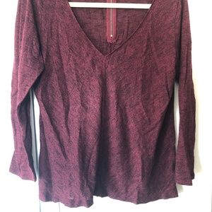 Deep-V Neck Wine-colored cotton shirt